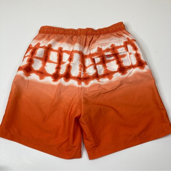 Calvin Klein | Men's Quick-Dry UV 40+ Ombré Tie Dye Stripe Swim Trunks Mandarin - Picture 3 of 3